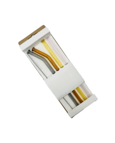 Lot de 4 pailles en verre avec nettoyeur