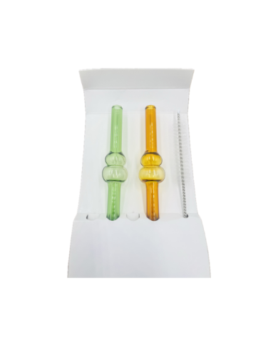 Lot de 2 pailles en verre avec nettoyeur