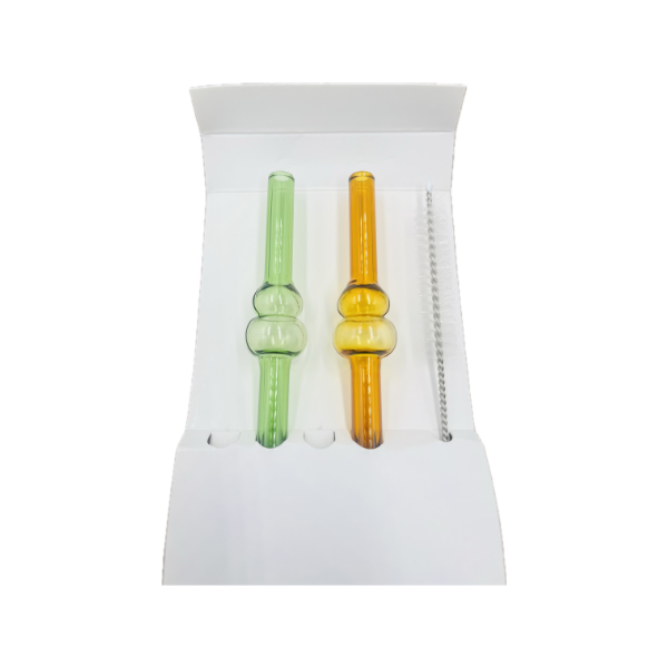 Lot de 2 pailles en verre avec nettoyeur