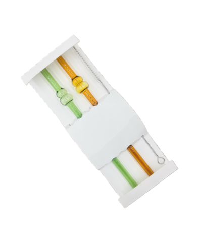 Lot de 2 pailles en verre avec nettoyeur