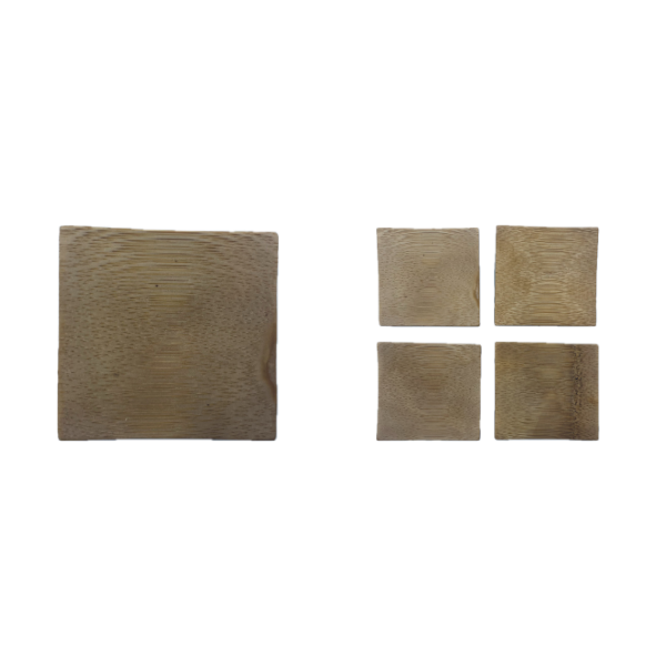 Lot de 4 saucières en bambou (rond, ovale et carré)