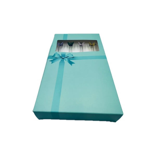 Lot de 4 pailles en verre avec nettoyeur papillon