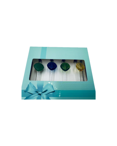Lot de 4 pailles en verre avec nettoyeur coquillage