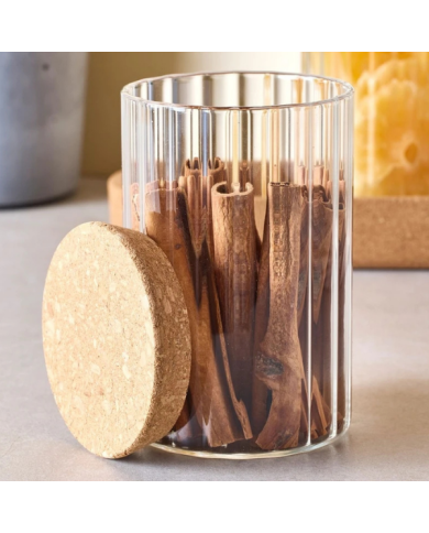Boîte à épices 3 pièces en verre avec plateau en bois