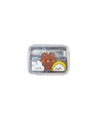 Boîte à déjeuner enfant rectangulaire inox 4 compartiments 1100 ml