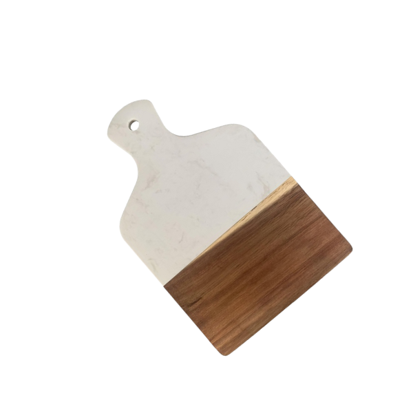 Planche à découper rectangulaire en bois et marbre
