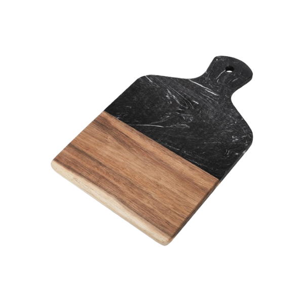 Planche à découper rectangulaire en bois et marbre
