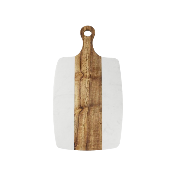 Planche à découper rectangulaire en bois et marbre