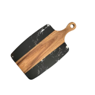 Planche à découper rectangulaire en bois et marbre