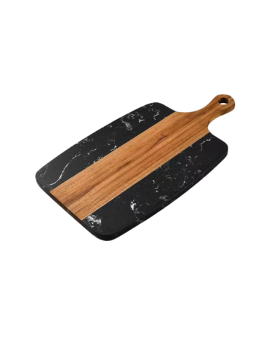 Planche à découper rectangulaire en bois et marbre