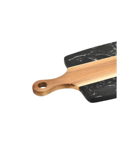Planche à découper rectangulaire en bois et marbre