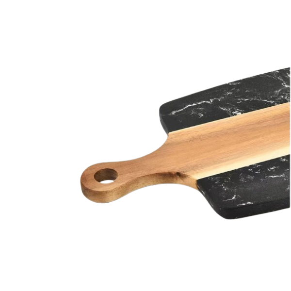 Planche à découper rectangulaire en bois et marbre