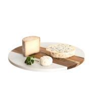 Planche à découper ronde en bois et marbre