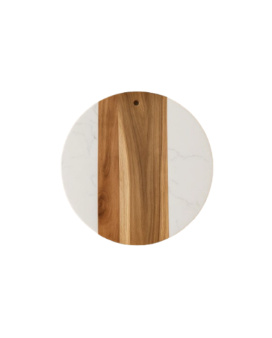 Planche à découper ronde en bois et marbre