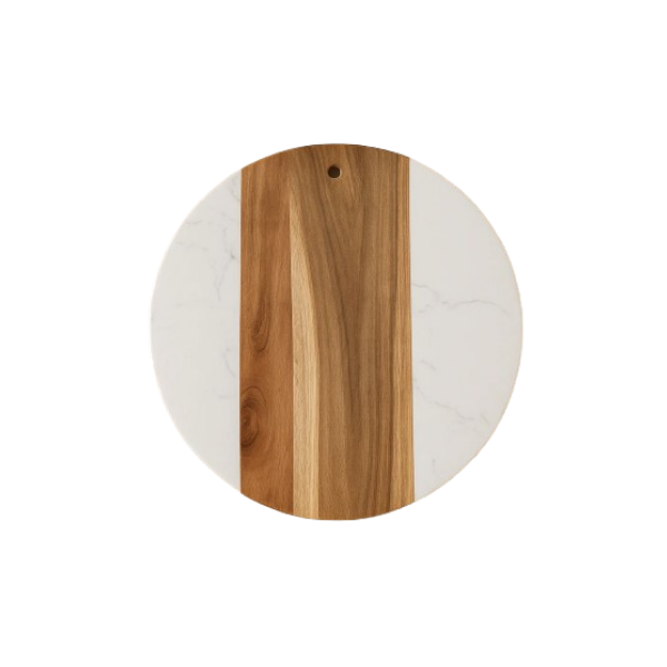 Planche à découper ronde en bois et marbre