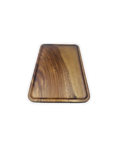 Plat de présentation carré en bois avec pied en métal