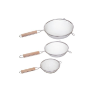 Passoires en inox avec poignée en bois – Lot de 3