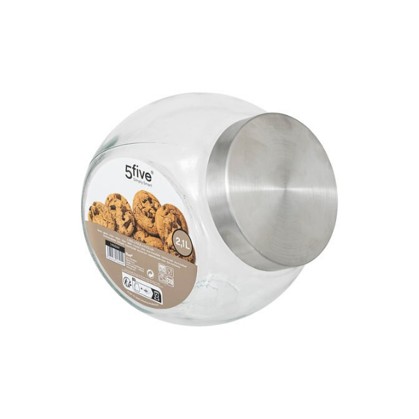 Grand bocal à bonbons en verre avec couvercle inox