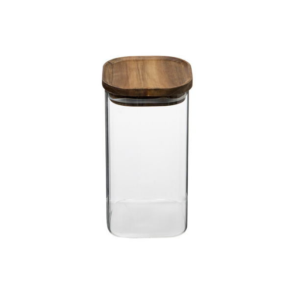 Bocal en verre carré hermétique avec couvercle