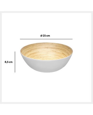Saladier en bambou blanc diamètre 25 cm