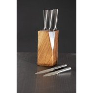 Bloc 5 couteaux avec support en acacia