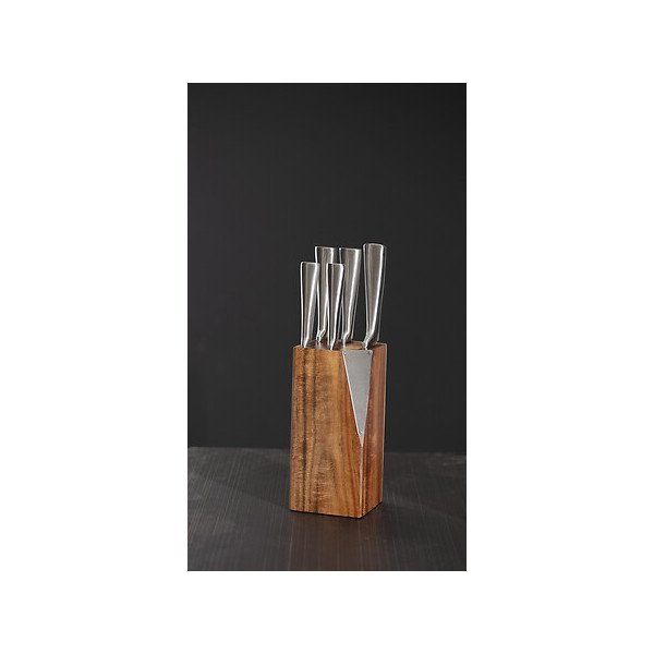 Bloc 5 couteaux avec support en acacia