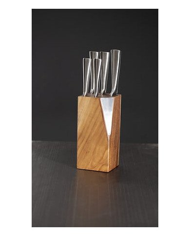 Bloc 5 couteaux avec support en acacia