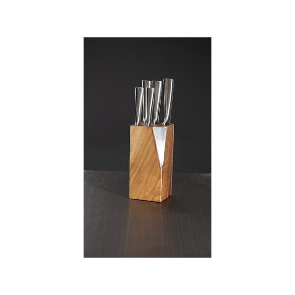Bloc 5 couteaux avec support en acacia