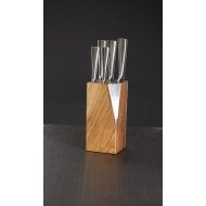 Bloc 5 couteaux avec support en acacia