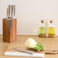 Bloc 5 couteaux avec support en acacia