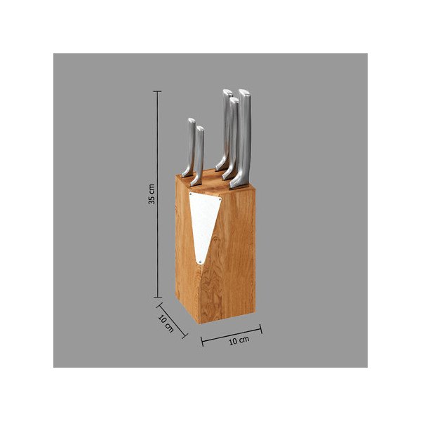 Bloc 5 couteaux avec support en acacia