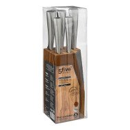 Bloc 5 couteaux avec support en acacia