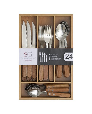 Ménagère 24 pièces avec support bambou