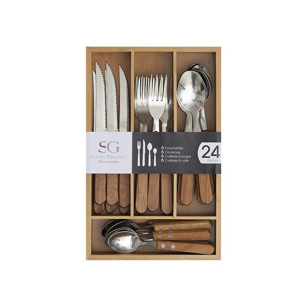 Ménagère 24 pièces avec support bambou