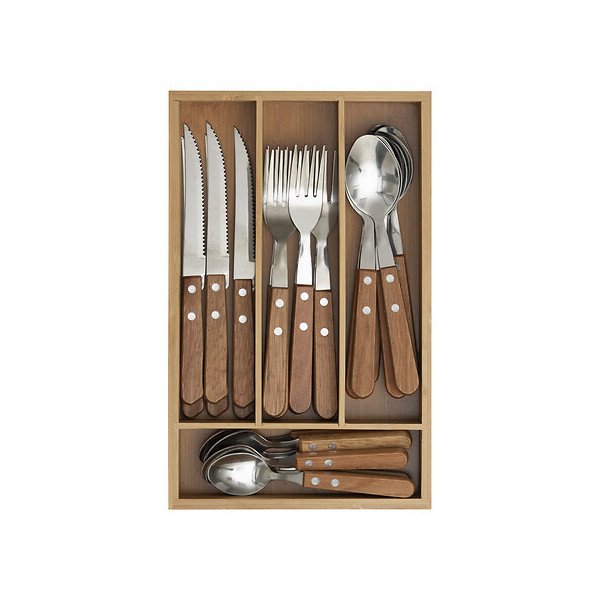 Ménagère 24 pièces avec support bambou