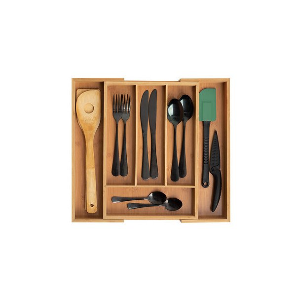 Range-couverts extensible en bambou – Organisation tiroir