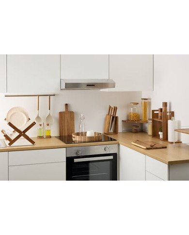 Étagère et porte essuie-tout en acacia et métal