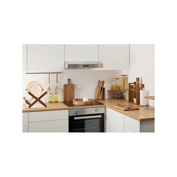 Étagère et porte essuie-tout en acacia et métal