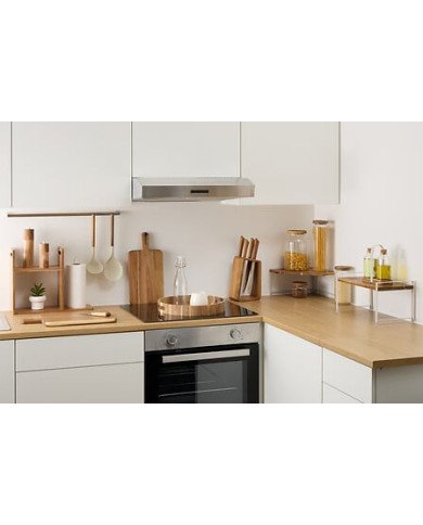 Étagère et porte essuie-tout en acacia et métal