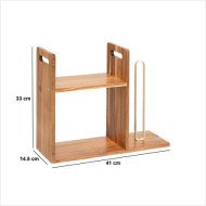 Étagère et porte essuie-tout en acacia et métal