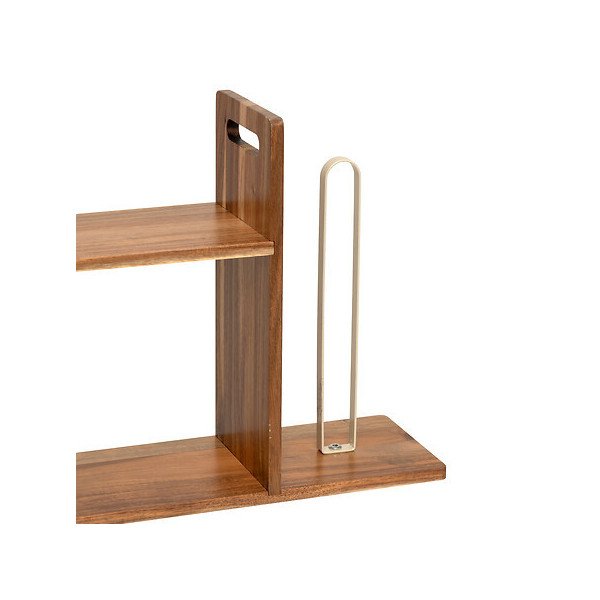 Étagère et porte essuie-tout en acacia et métal