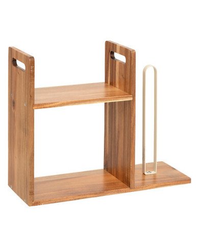 Étagère et porte essuie-tout en acacia et métal