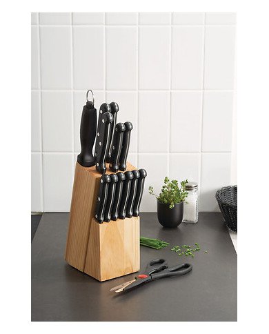 Bloc cuisine 11 couteaux et accessoires Essentiel Black