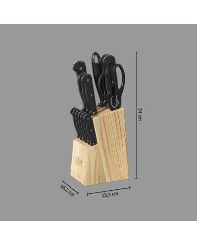 Bloc cuisine 11 couteaux et accessoires Essentiel Black