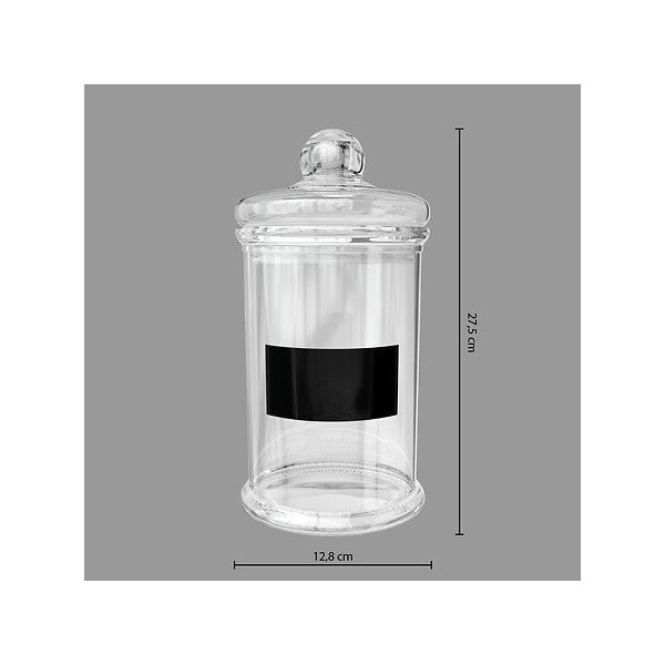 Bocal 1,6 L en verre avec étiquette ardoise