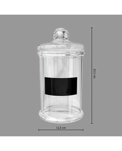 Bocal 1,2 L en verre avec étiquette ardoise