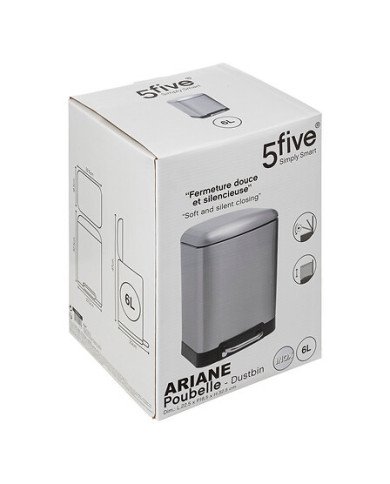 Poubelle à pédale 6 L Ariane en métal inox