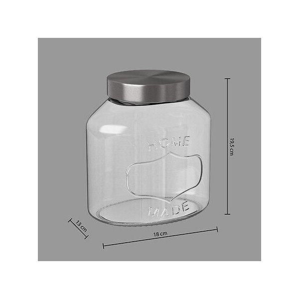 Grand bocal Home 2,5 L verre et inox
