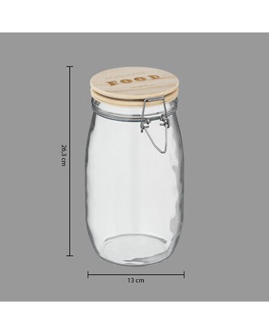 Grand bocal Wording 2 L verre et bois