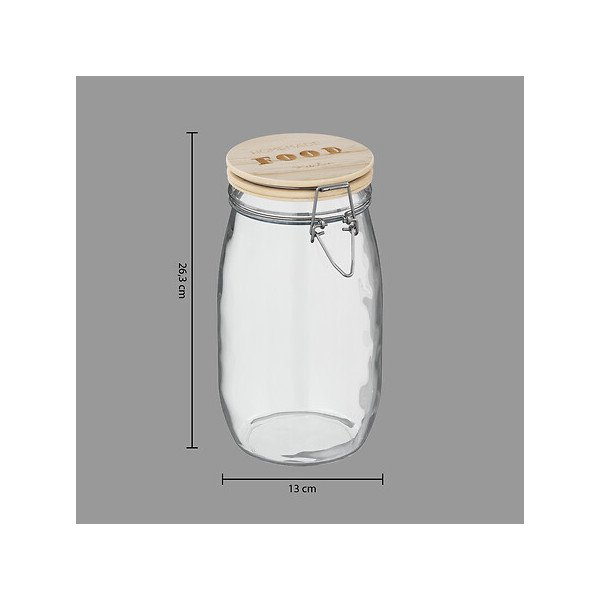 Grand bocal Wording 2 L verre et bois